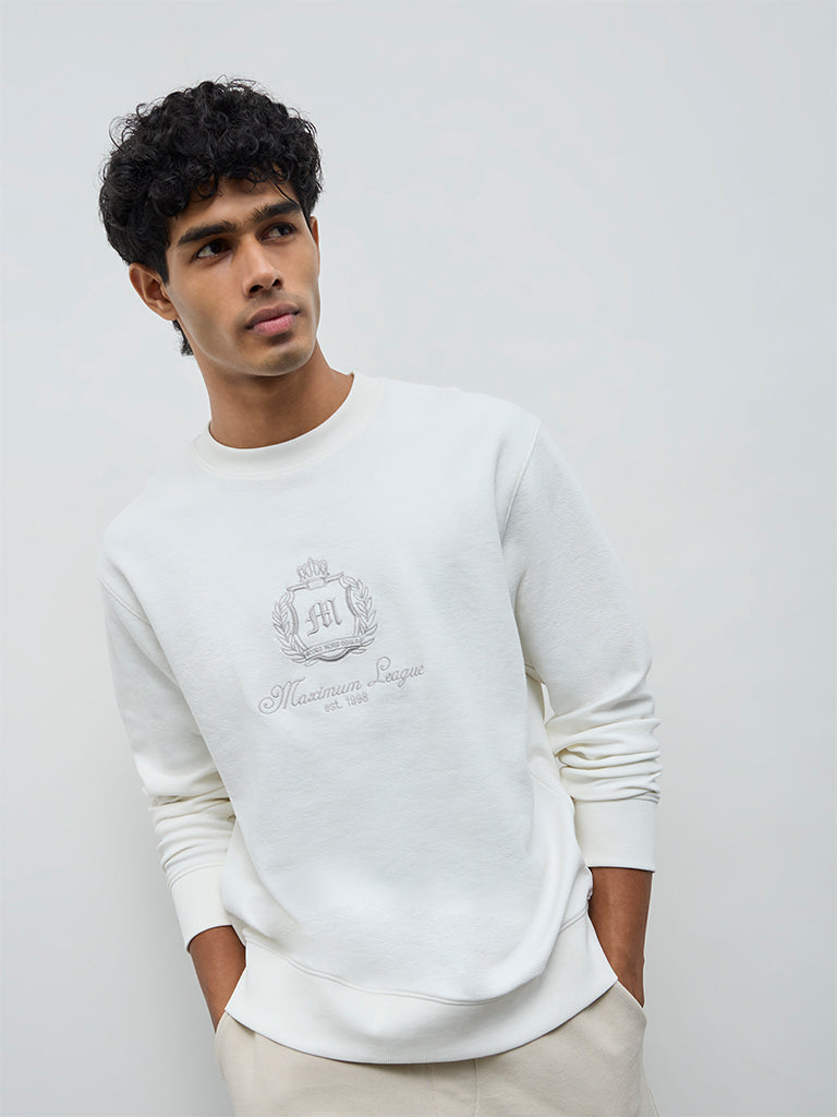 Nuoflexx Off-White Relaxed-Fit Cotton-Blend Sweatshirt