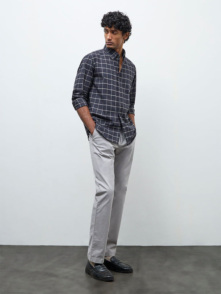 Ascot Black Checkered Relaxed-Fit Cotton Shirt