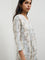 Utsa Grey Floral Printed Cotton Straight Kurta