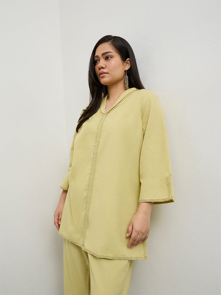 Diza Lime Embroidered Tunic