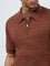 Ascot Rust Cable-Knit Relaxed-Fit Quarter-Zip Cotton Polo T-Shirt