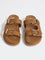 LUNA BLU Tan Dual-Strap Slip-On Comfort Sandals