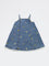 HOP Baby Girls Blue Floral Embroidered Denim Dress