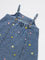 HOP Baby Girls Blue Floral Embroidered Denim Dress