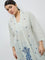 Diza Mint Foliage Embroidered Cotton A-Line Kurta