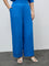 Gia Blue Solid High-Rise Pants