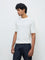 Ascot White Textured Relaxed-Fit Cotton T-Shirt
