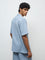 ETA Light Blue Crinkle-Textured Relaxed-Fit Cotton Shirt