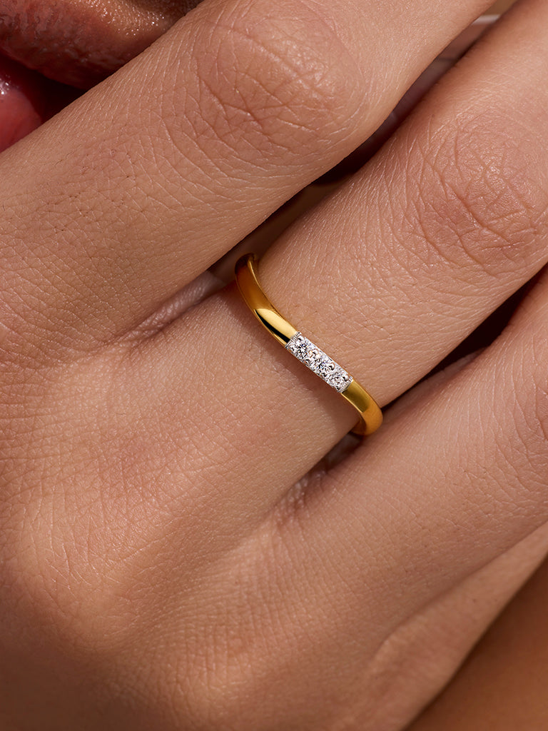Yellow Lab Diamond 3 Stone Stackable Ring