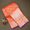 Vibrant Orange Kanjivaram Silk Saree With Floral Buttas