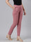 Women Solid Mauve Cotton Mid Rise Kurti Pants