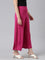 Women Solid Dark Rose Viscose Mid Rise Knit Palazzos