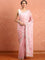 Baby pink satin saree with zardozi hand work