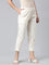 Women Solid Cream Mid Rise Cropped Pencil Pant