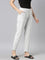 Women Striped White Linen Pencil Pants