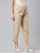 Women Solid Light Beige Mid Rise Cropped Pencil Pant