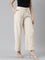 Women Solid Beiges High Rise Crepe Wide Pant