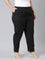 Women Solid Black Mid Rise Linen Ikat Pencil Pants