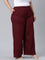 Women Maroon Solid Linen Palazzos