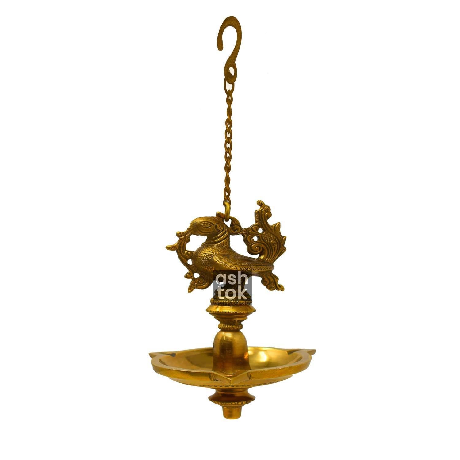 Brass Peacock Diya hanging, Deepam with traditional antique design, Diya for home decoration, Gift Item