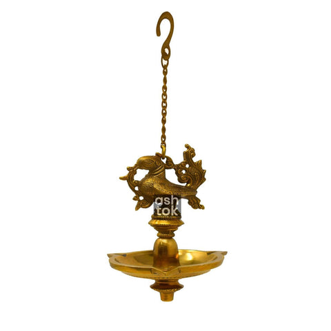 Brass Peacock Diya hanging, Deepam with traditional antique design, Diya for home decoration, Gift Item