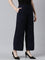 Women Solid Navy High Rise Crepe Wide Pant