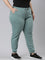 Women Solid Cotton Teal Cuffed Joggers