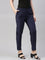 Women Navy Solid Mid Rise Metallic Pants