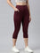 Women Solid Maroon High Rise Training Capri