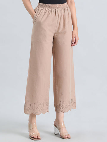 Beige Cotton Hakoba Palazzo