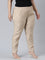 Women Solid Beige Straight Fit Silk Pant