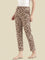 Brown Cotton Knit Printed Lounge Pants