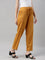 Women Solid Light Mustard Viscose Mid Rise Casual Pants