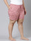 Women Printed Medium Pink Viscose Mid Rise Lounge Shorts