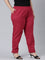 Women Solid Fuchsia Cotton Pencil Pant