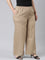 Women Solid Beige Linen Palazzos