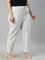 Women Striped White Linen Pencil Pants