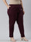 Women Solid Dark Purple Cotton Pencil Pant