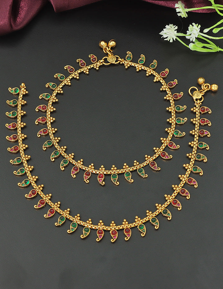 Designer Paisley Grace Kempu Anklets