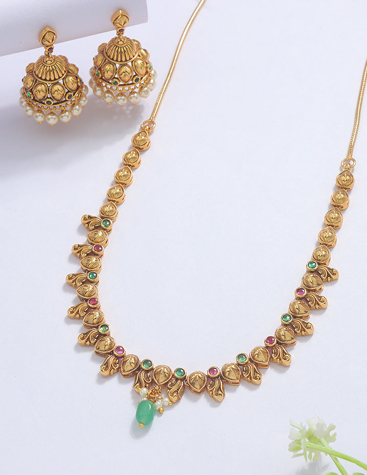 Designer Kempu Necklace Set