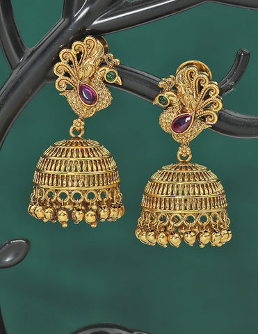 Designer Matt Kempu Beautiful peacock Design Jhumka Earrings