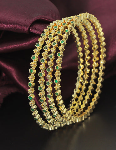 Designer Zirconia Crystal Charm set of 4 Bangles