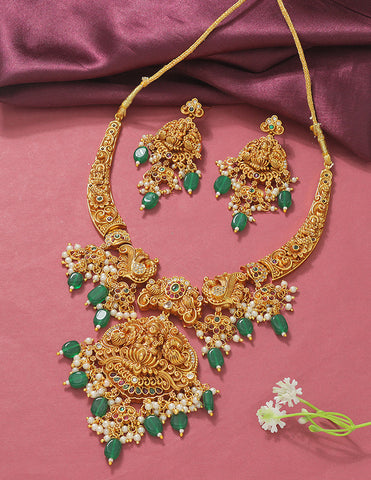 Designer Lakshmi Devi Kempu Necklace Set