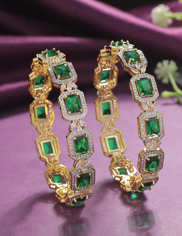 Designer Zirconia Emerald Radiance Bangle