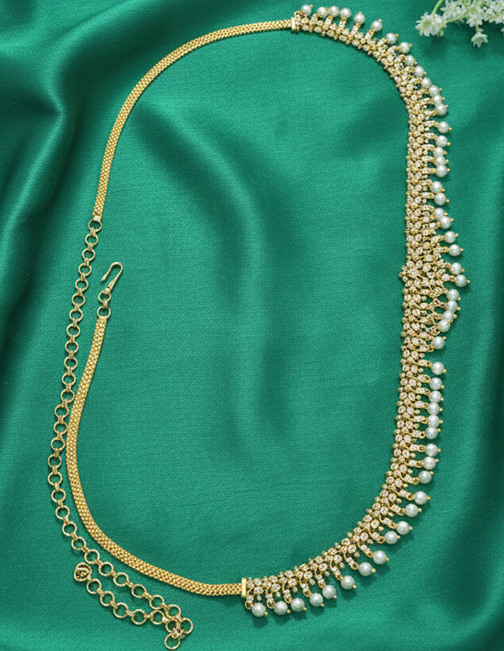 Designer Gold Polish Zirconia Chain Vaddanam