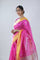 Barbie Pink Chanderi Saree with Floral Buttas