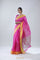 Barbie Pink Chanderi Saree with Floral Buttas