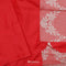 Chilli Red Banarasi Silk Saree With Floral Jaal Weaving