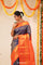 Dark Sapphire Kanjivaram Silk Saree With Floral Weaving