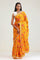 Amber Yellow Jaali Crafted Organza Saree